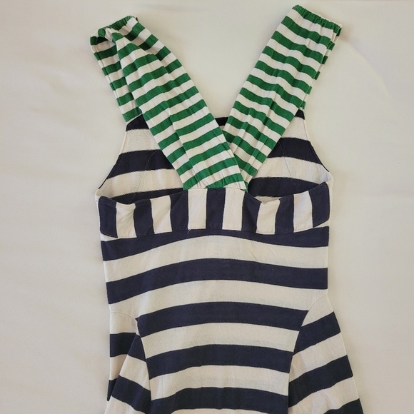 Anthropologie HWR Monogram Split Striped Size XS Dress Green Black - Picture 7 of 11